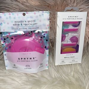 Sphynx 3 In 1 Portable Travel Razor & Refill Pack Pink Me‎ Up Spray Lather Shave